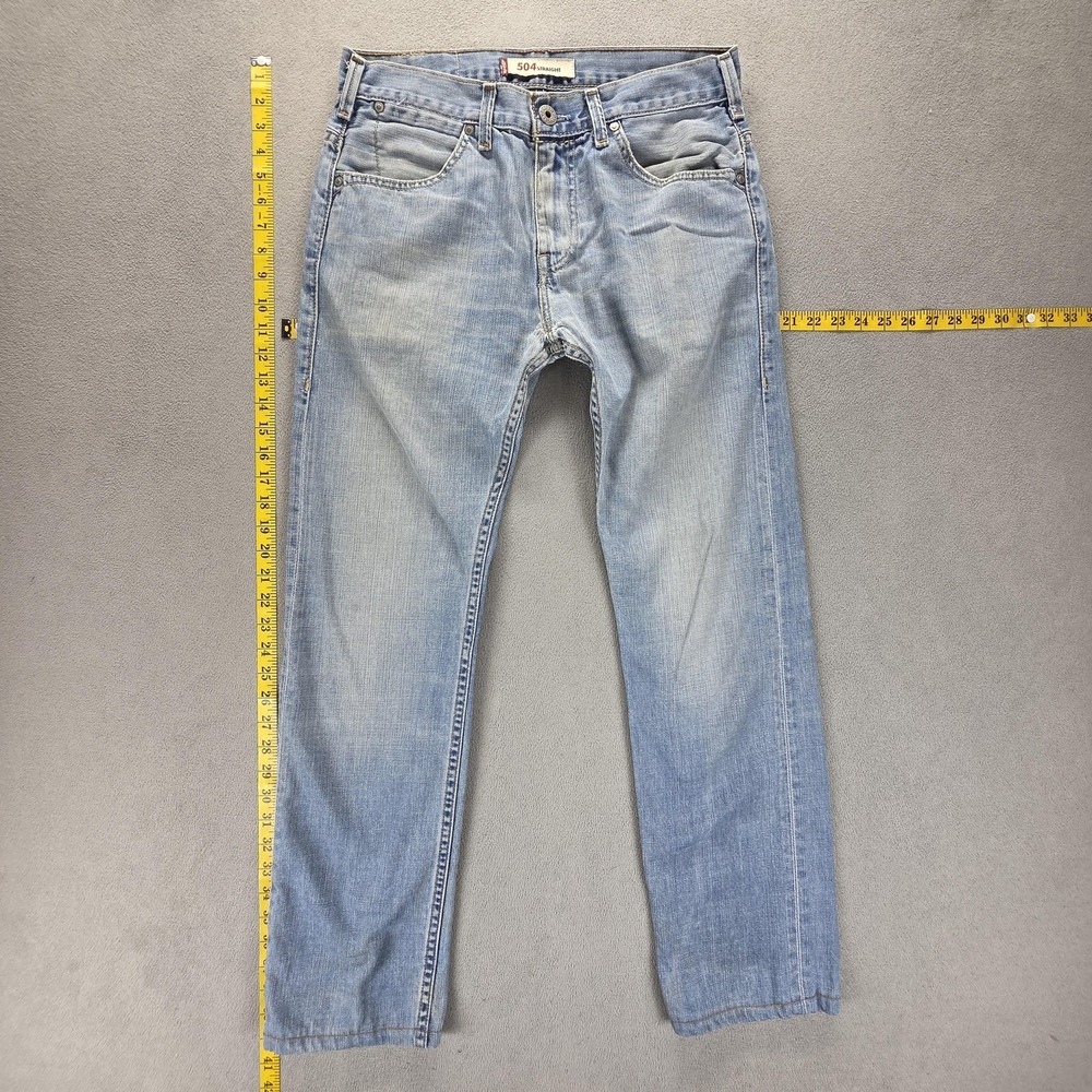 VTG Levis 504‎ Jeans Mens 31x32 Blue Straight Engineered Light Wash Honeycomb